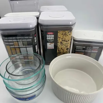 OXO POP Containers Apilco Porcelain Souffle Dish Glass Bowls