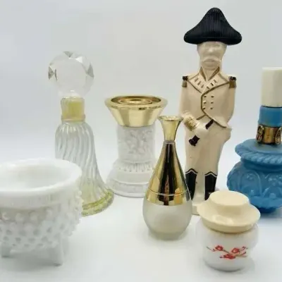 Avon Perfume Bottle Lot Milk Glass Decanter Figural