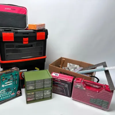 Tool Box & Automotive Repair Tool Organizer Lot Black+Decker Parts Cases