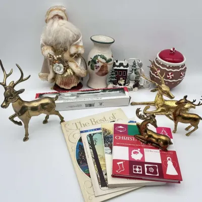 Christmas Decor Lot Brass Reindeer Hartstone Hallmark