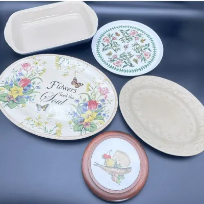 Serving Platters & Bakeware Lot w/ Portmeirion Tray & Pfaltzgraff Baker