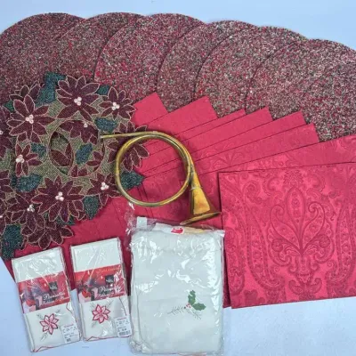 Ralph Lauren Paisley Placemats Beaded Napkins Holiday Table Set