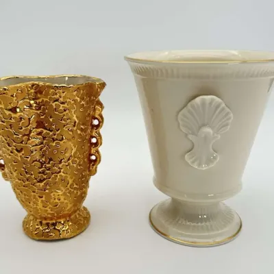 Pair of Gold Trimmed Vase Lot