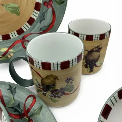 Lenox Winter Greetings Everyday Dinnerware Lot Cups Bowls Plates