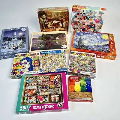 Jigsaw Puzzle Lot 1000 500 Piece Assortment Springbok Van Gogh Art Games