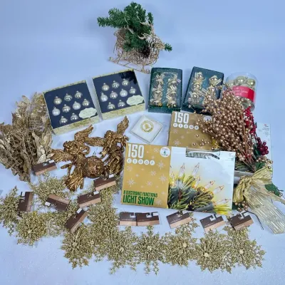 Bella Lux Gold Glass Ornaments Christmas Decor Set