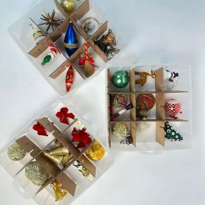 Assorted Christmas Ornaments Gold Blue Red Lot
