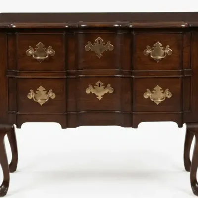 Vintage Traditional Wooden Two-Drawer Commode / Nightstand with Cabriole Legs