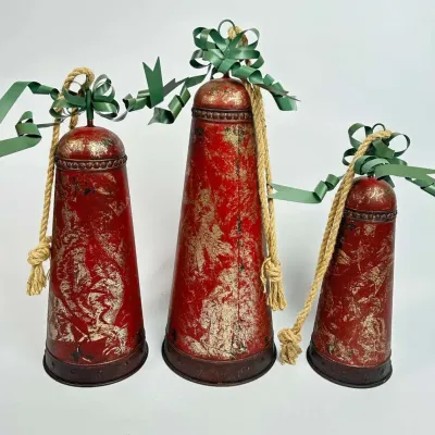 Red Gold Hanging Bells Christmas Decor Set