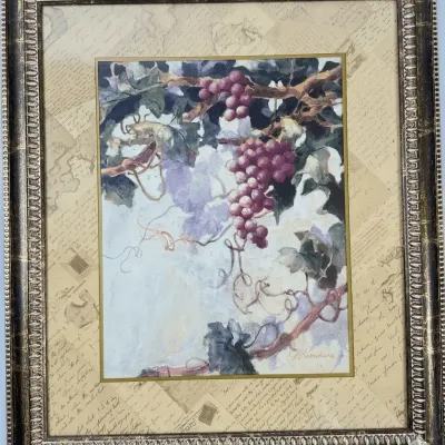 Framed Art Print J. Kamikura Red Grapes Vineyard