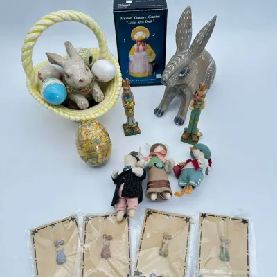 Arnart Musical Country Cousins Duck Rabbit Figurine Lot Easter Spring Decor