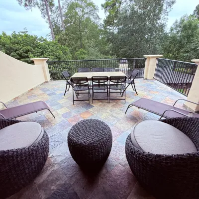Sale Photo Thumbnail #38: 4 Chaise Lounges, Sofa, Coffee Table, 2 Round Swivel Chairs & Table, Storage Chest & Side Table