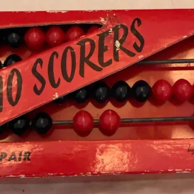 Vintage Crisloid Domino Scorers Set (Pair) Red & Black Scorekeepers w/ Original Box