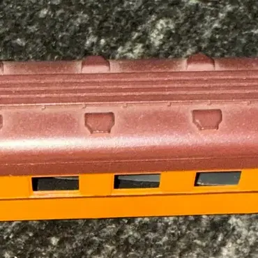 HO Scale Interurban Combine Trolley Car – Orange & Brown Electric Railway Passenger/Baggage Model