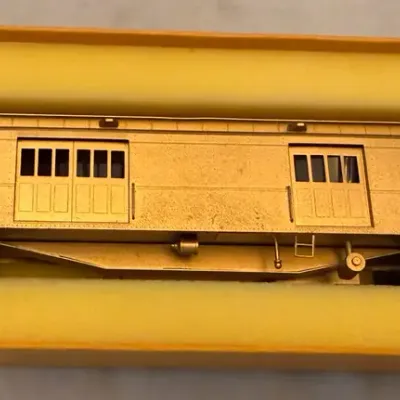 Nickel Plate Products HO Brass Baggage Car w/ Original Box – Unpainted Brass Model