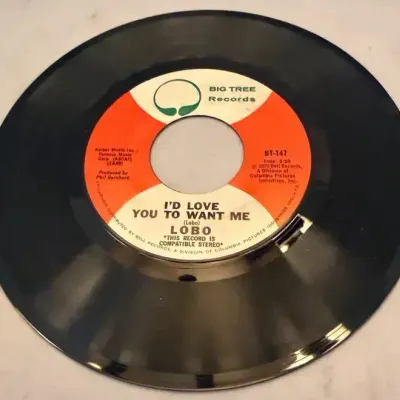 Lobo “I’d Love You to Want Me” 1972 Big Tree 45 RPM Vinyl Record BT-147