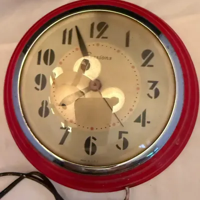 Vintage Sessions Model 644 Red Electric Wall Clock Art Deco 