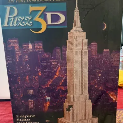 Puzz-3D Empire State Building 902 Piece 3D Puzzle Milton Bradley Vintage Over 3 Ft Tall