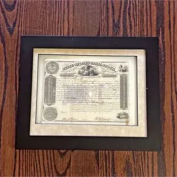 Original 1843 ohio canal stock certificate rupee banknote