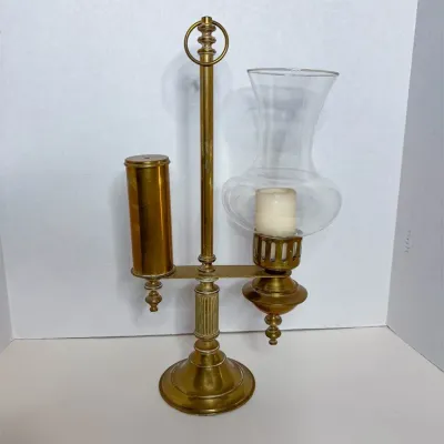Vintage brass hurrican candle holder
