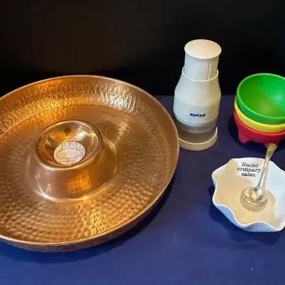 Fiesta! Chip & Dip Copper Tray & Mud Pie Server + Zyliss Food Chopper - Mexican, Homestead Living
