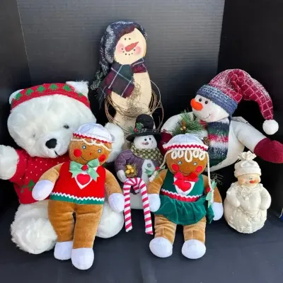 Christmas Plush & Decor - Jingle Bear, Snowman, Gingerbread, Mystery Bin