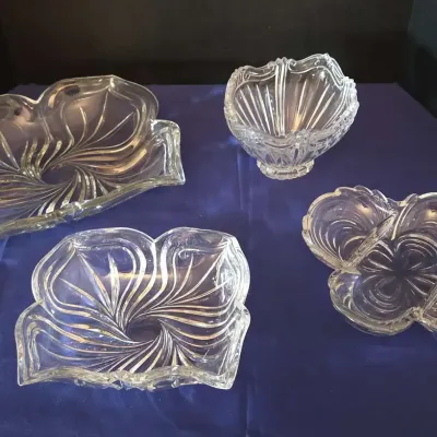Entertainment Glassware - Mikasa "Flores" Crystal Serving Dishes, Oneida Augustina Crystal Bowl