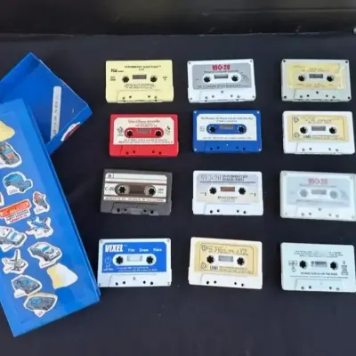 Vintage Matchbox Car Blue Carry Box w/ Various Cassettes - Strawberry Shortcake, The Wizard Of Oz