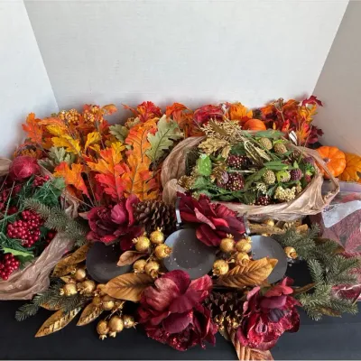 Fall Floral Decorations - Pine Cones, Autumn, Pumpkins, Christmas, Centerpiece, Candle Holder