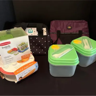 Lunch Time - Rubbermaid Lunch Blox, Fit & Fresh Fruit Veggie Bowl, Igloo & CA Innovations Soft Boxes