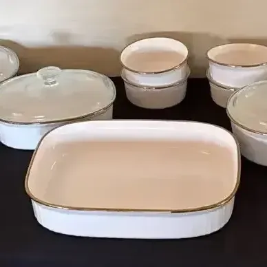 Corningware French White Gold Trim Set - Casserole Dishes With Lids, Round, Oblong, Lg Baking Dish
