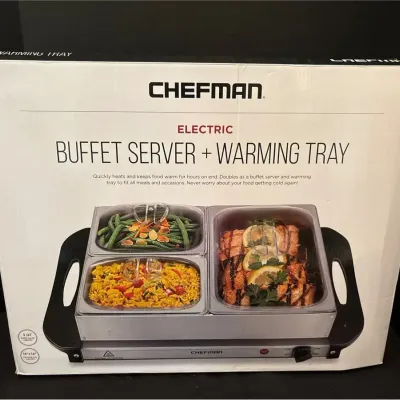 Chefman Electric Buffet Server & Warming Tray - 14”x14”, 5 Quart Capacity, In Box
