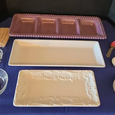 Appetizer Dishes - Serving Platters, Coasters, Bowls, Wooden Toothpicks, Cheese Knife