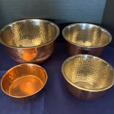 Boots & Barkley Hammered Copper Pattern Nesting Bowls  - Mixing Bowls, Decorative