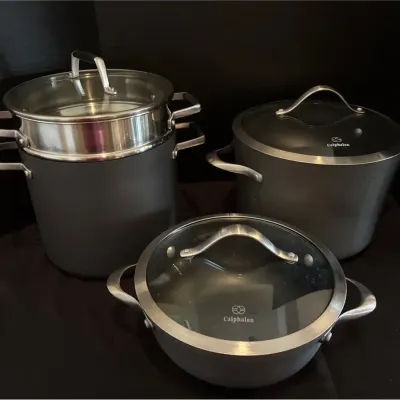 Calphalon 3 Piece Non Stick Pots Pans - 3 Quart, 8 Quart, Stockpot, Lids, Pasta Insert, Select