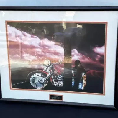 Garrett Walker “Forgiven” Framed Artwork - Colossians 1:13-14, Motorcycle Print