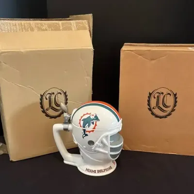 Longton Crown NFL Helmet Beer Stein - Miami Dolphins & NIB Green Bay Packers, Super Bowl, Football