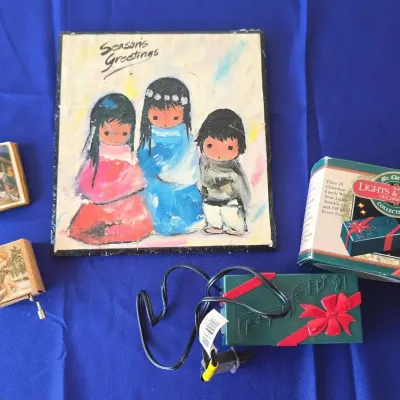 DeGrazia Navajo Seasons Greetings, Music Box, The Lights & Sounds Of Chritsmas, Bible Ornament