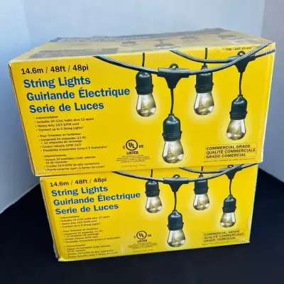 2 Brand New String Lights - In Boxes, 48ft Each, Clear Lights