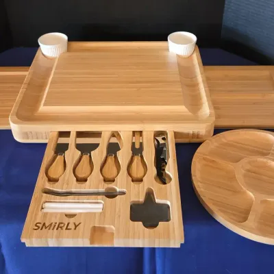 Charcuterie Platter & Serving Tray - Premium Bamboo - 16x13x2
