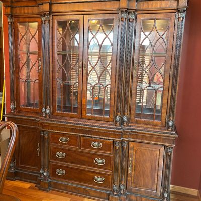 Sale Photo Thumbnail #13: Solid mahogany china cabinet with touch light inside
Stunning piece 
Too part can be taken off for easier transport