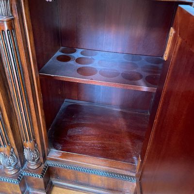 Sale Photo Thumbnail #18: Solid mahogany china cabinet with touch light inside
Stunning piece 
Too part can be taken off for easier transport
