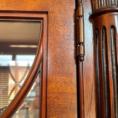 Sale Photo Thumbnail #16: Solid mahogany china cabinet with touch light inside
Stunning piece 
Too part can be taken off for easier transport