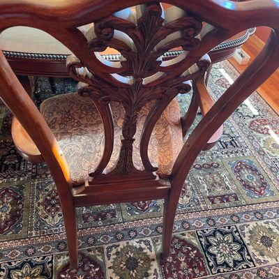 Sale Photo Thumbnail #8: Mahogany table and chairs
Also includes 2 leafs
Stunning table with 8 chairs
2 captains & 6 regular chairs