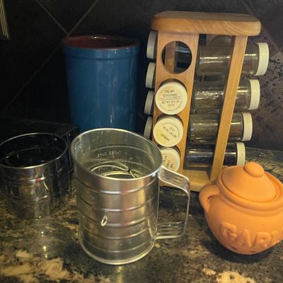 Sale Photo Thumbnail #171: Spice rack and flour sifters