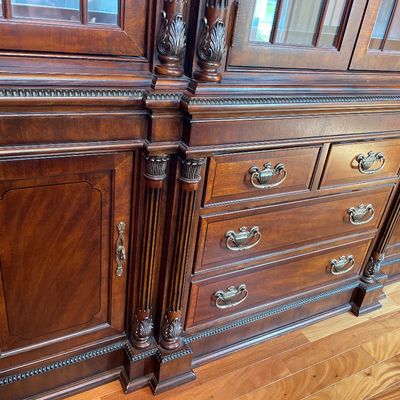 Sale Photo Thumbnail #21: Solid mahogany china cabinet with touch light inside
Stunning piece 
Too part can be taken off for easier transport