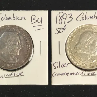 1892 & 1893 Silver 50 Cent Columbian Commemorative Half Dollars, Uncirculated