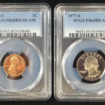 1974-S & 1977-S Lincoln Proof Cents PCGS PR-68RD DCAM & PR-69 DCAM