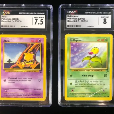 2000 Pokémon Base Set 2, Abra & Bellsprout, CGC Graded, 2 Total 
