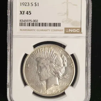 1923-S $1.00 Silver Peace Dollar NGC XF-45